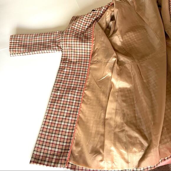 1970s UK-Inspired Plaid Trench Coat & Flounce Skirt Set Belted 2-Piece Gingham - Picture 16 of 16